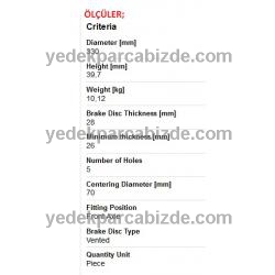 ALFA ROMEO GIULIETTA FREN DİSKİ ÖN 1.8 TBİ / 2.0 JTDM